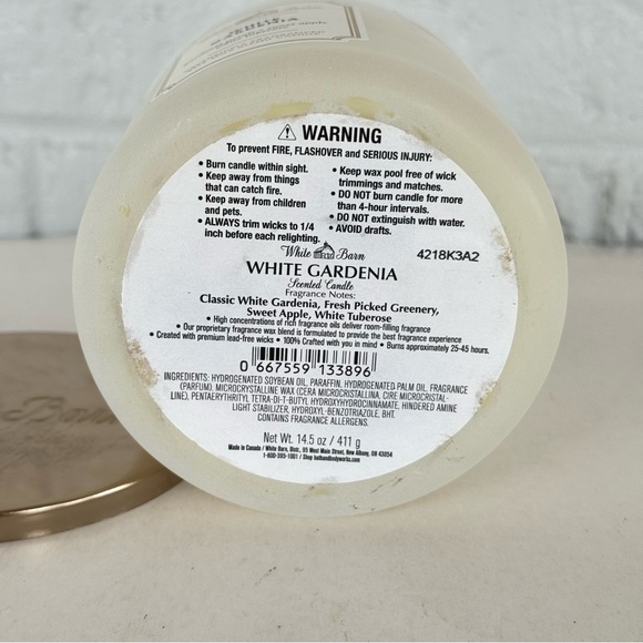 Bath & Body Works White Barn White Gardenia 3-Wick Candle 14.5oz NEW - Picture 4 of 6